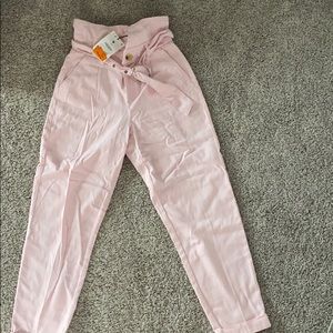 Pink paper bag pants